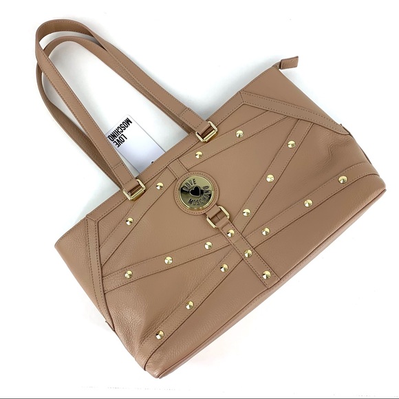 Moschino Handbags - Love Moschino by Moschino Borsa Vitello Natural Grain Taupe Leather Purse